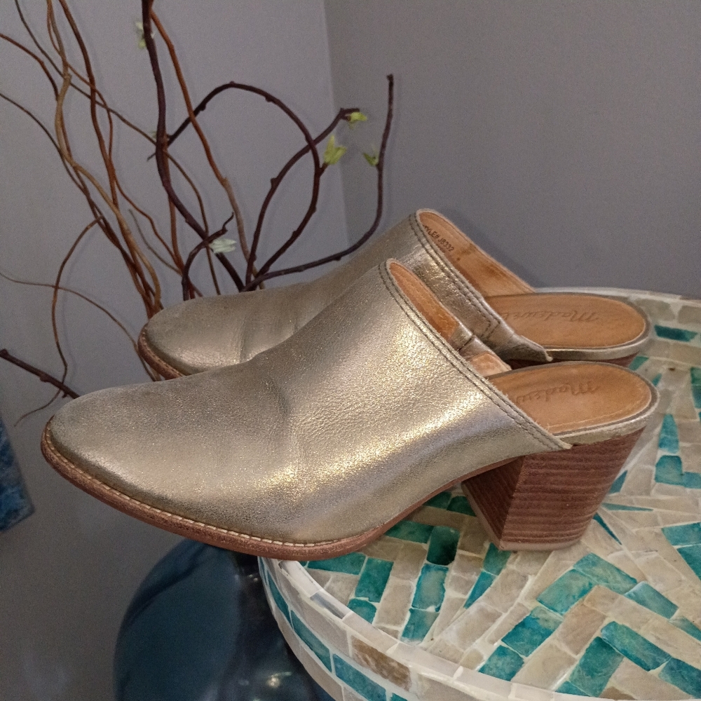 Madewell Gold Women's Mules Size 7.very Good Condition. - Picture 3 of 7